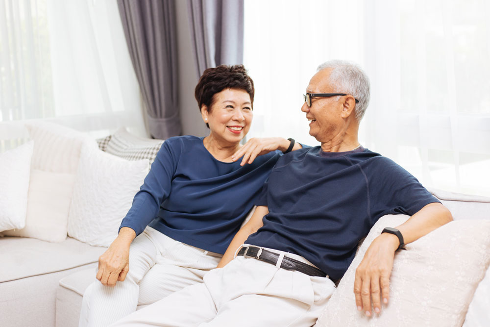 Couple sitting on couch